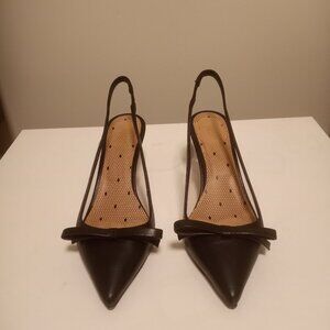 RED Valentino Sandie Black Leather Slingback Heels Size 36